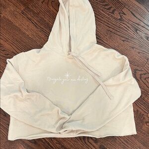 Molly J the label cropped beige hoodie “Navigate your own destiny”